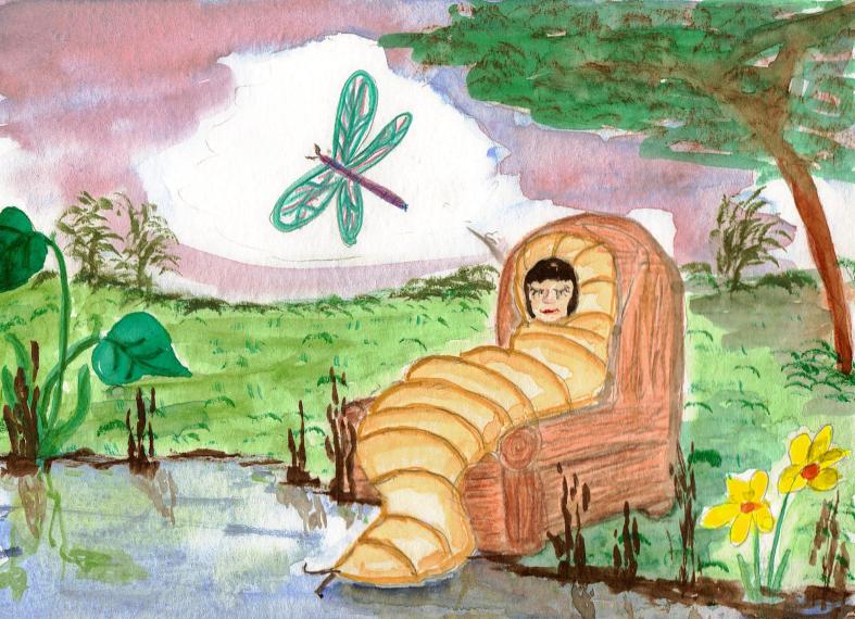 Illustration Friday, Cocoon, grub waiting to pupate and emerge